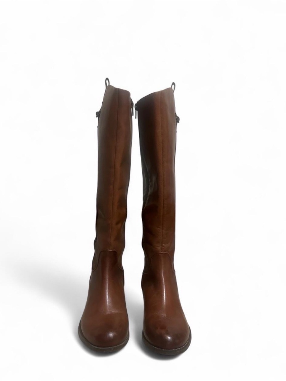 Over-the-Knee Brown Leather Boots with Side Zip
